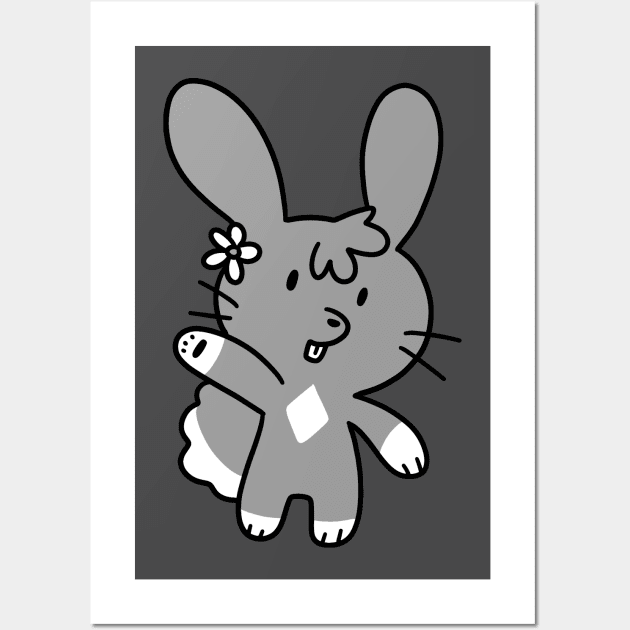 Gray Flower Bunny Wall Art by saradaboru